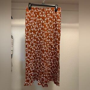 LOFT Rust Floral Maxi Skirt